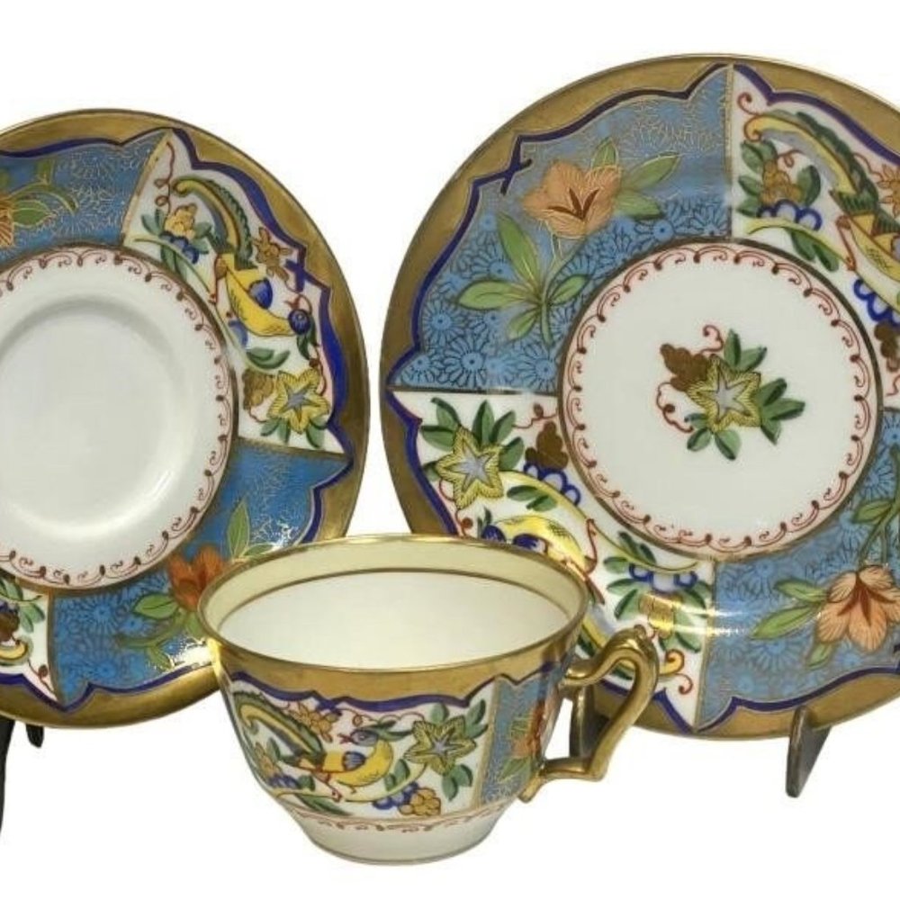 Noritake 1908 Bird & Floral Tea Cup Trio